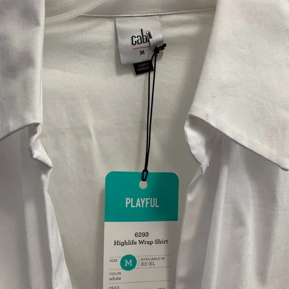 CAbi Highlife Wrap Shirt in Medium, White - Picture 4 of 5